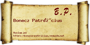 Bonecz Patrícius névjegykártya
